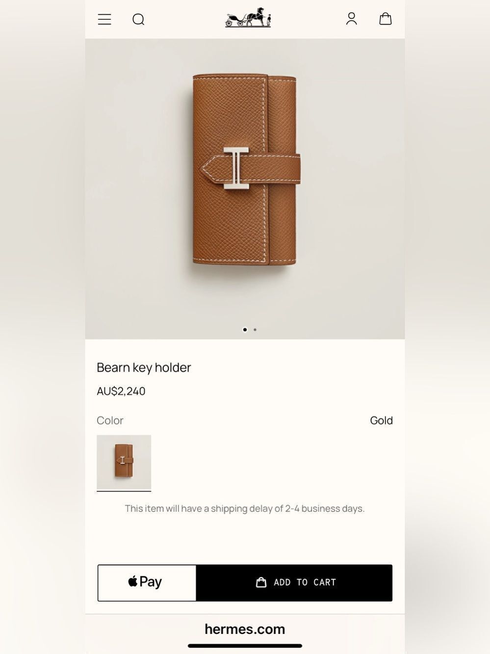 🛍️Hermès Béarn Authentic Plum Leather Key Holder with Box - Picture 17 of 17